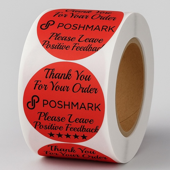 STICKERAFT Other - Thank You For Your Poshmark Purchase Labels / Stickers / Seals - 2" ROUND RED